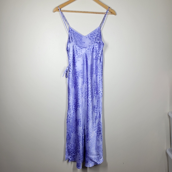 Vintage Y2K Secret Treasures Purple Leopard Snake Print Midi Slip Dress Small - Picture 5 of 11